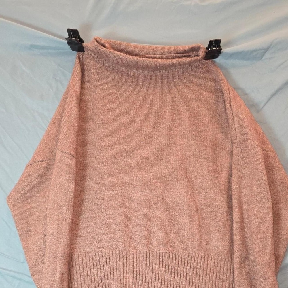 Olivia Sky Womens Cold Shoulder Funnel Neck Knit Sweater Pink XL